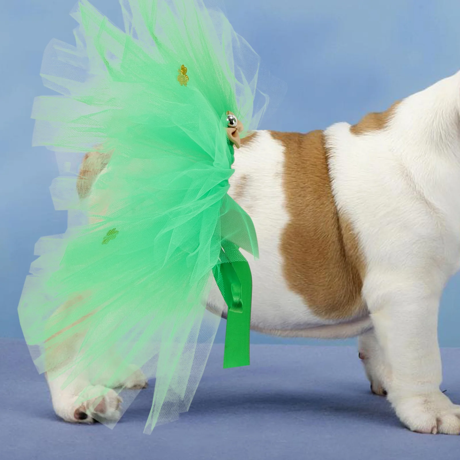 

Saint Patrick's Day Dog Costume Golden Shamrock Hat Tutu Skirt Adjustable Elastic Funny Design Small Pets Accessories