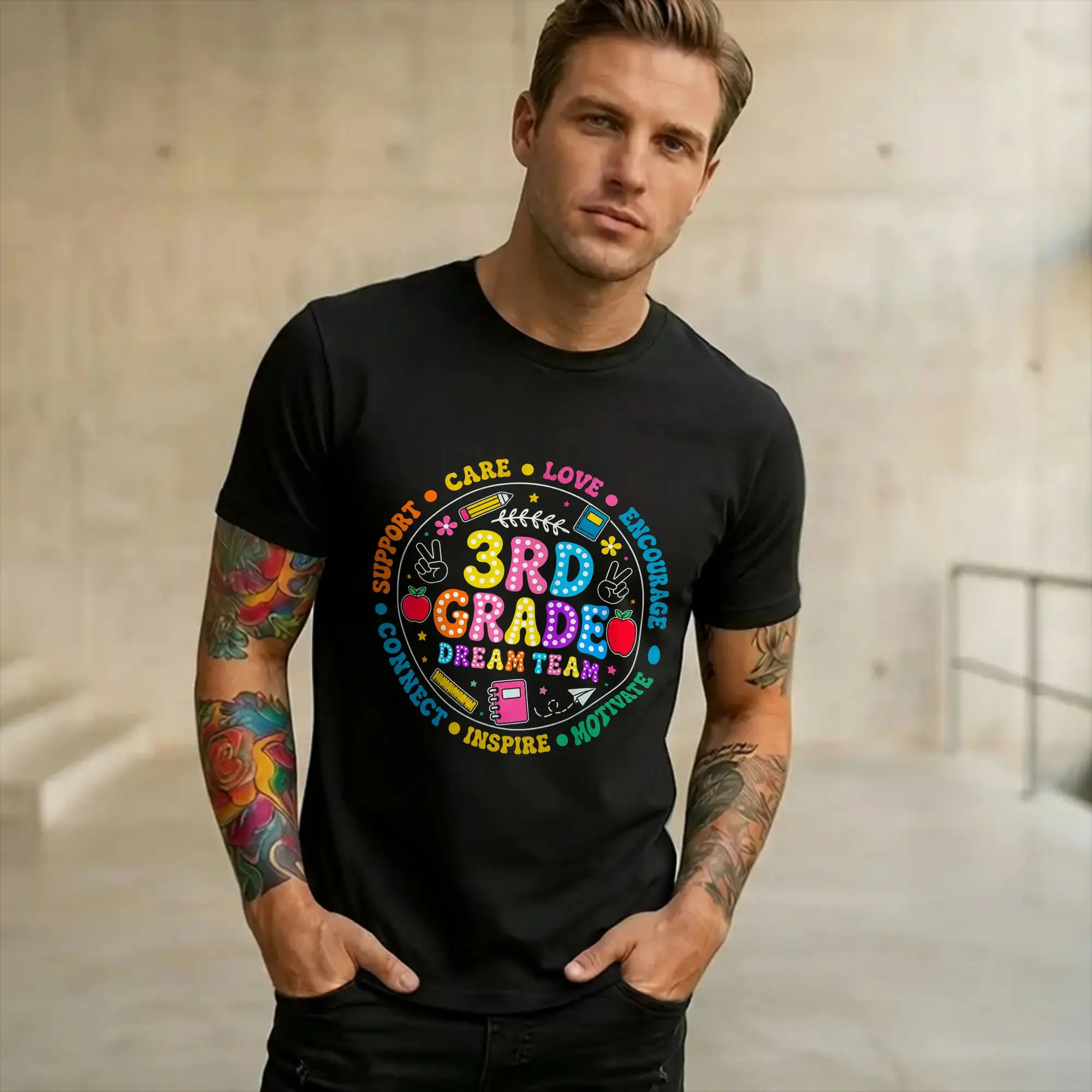 Third Grade Dream Team Back to School 3rd Grade  Graphic T Shirt for Men Women  Pure Cotton  Tee Shirt Clothing