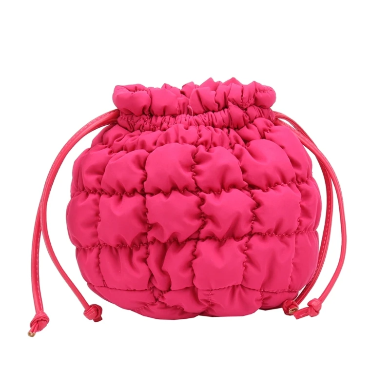 

E8FB Quilted Puffer Bucket Bag for Women Soft Padding Detachable Strap Shoulder Crossbody Purse for Everyday Use and Travel