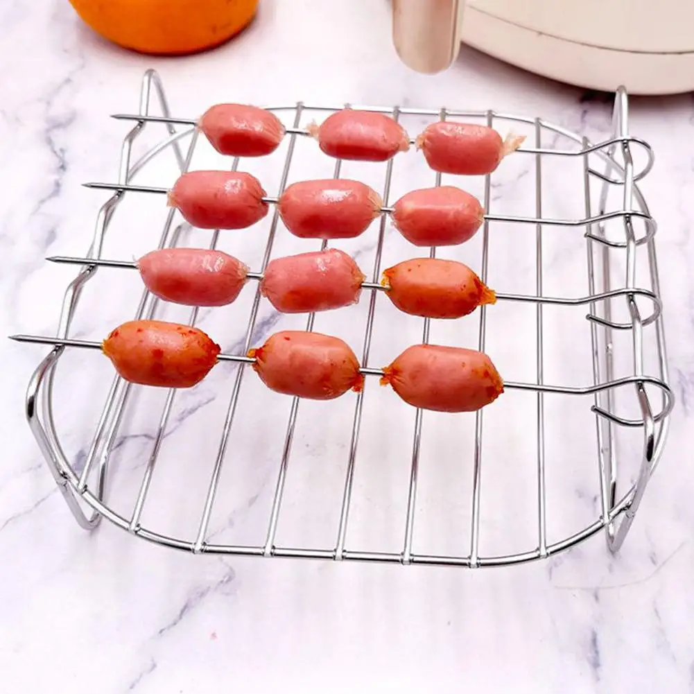 Air Fryer Stainless Steel Grilling Rack Multi-Purpose Double Layer Rack Tray&Steaming Racks Air Fryer Accessories ﻿