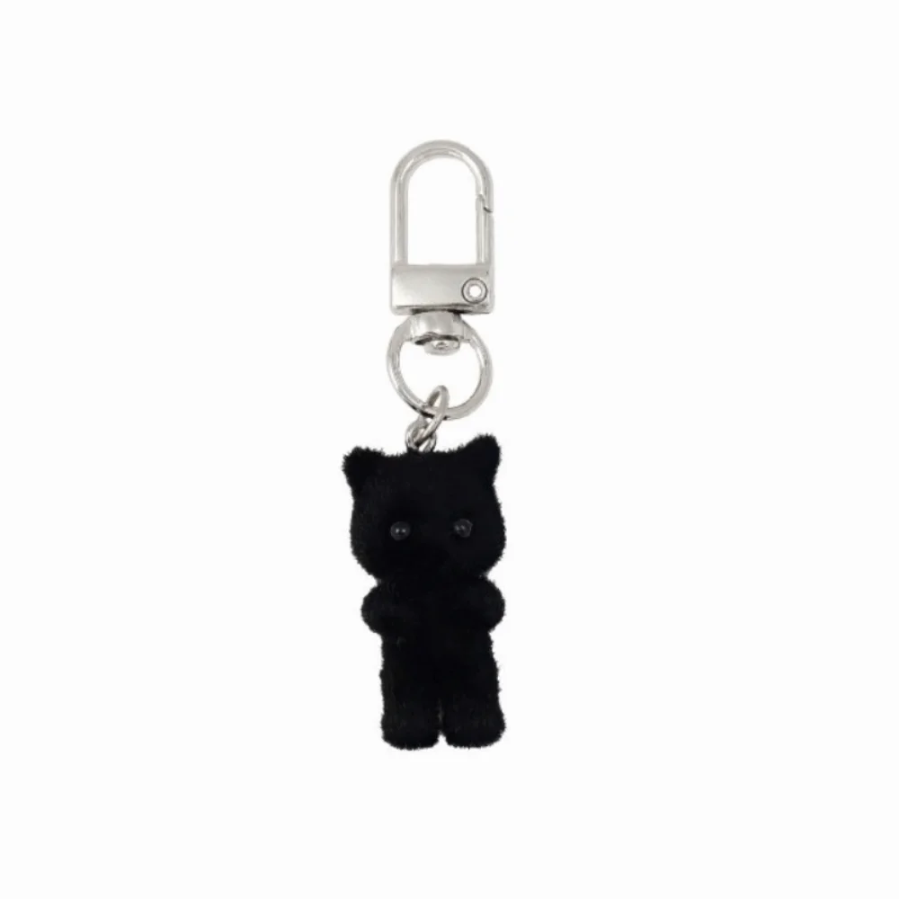 Handmade Bag Hanging Cat Keychain Creative Resin Plush Cat Pendant Mini Ornaments Car Key Ring Backpack Accessory