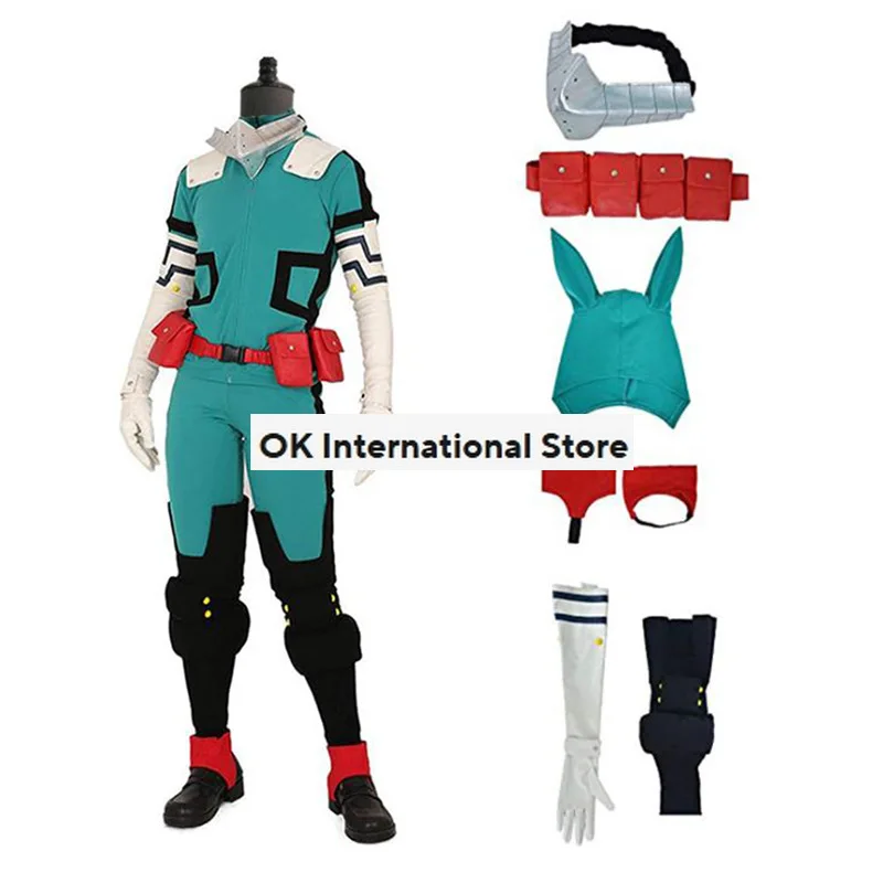 Anime My Hero Academy Midoriya Izuku Deku Battle Cosplay Kostum Halloween Costume Party Carnival Unisex Set