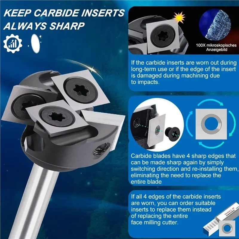 ABZS Punta per fresa CNC Fresa per estremità frontale a 4 flauto per legno Punte per piallatura Spoilboard con gambo da 6 mm