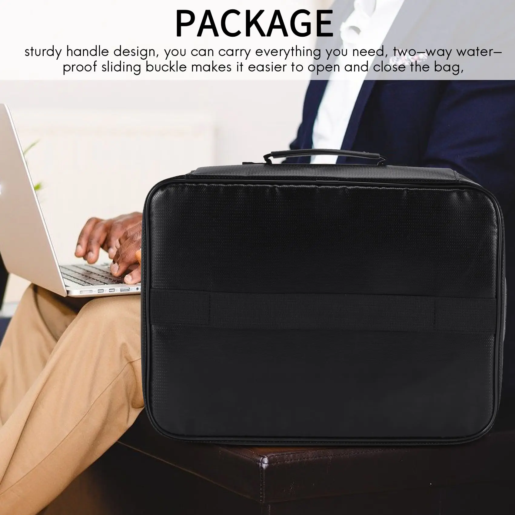 A99X Fireproof Document Storage Lock Bag,Carry Wallet,Multi-Layer Portable Document Storage,Suitable for Important Documents