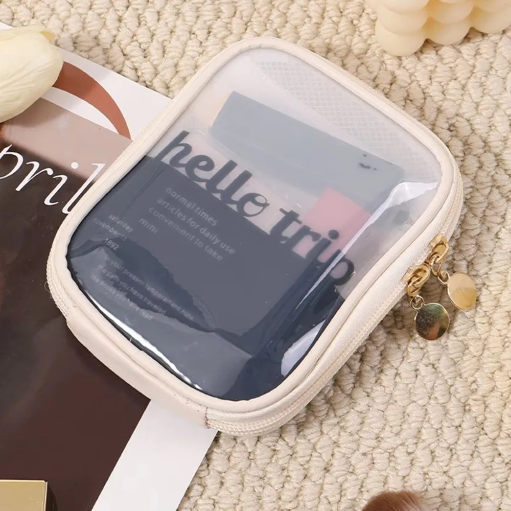 Transparent Cosmetic Organizer Pouch Multi-Compartment Travel Touch-Up Cosmetic Storage Bag Portable Makeup Bag