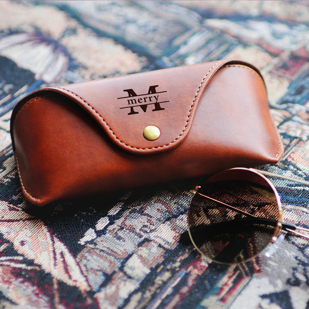 Custom Initials Leather Eye Glasses Sunglasses Box Personalized Name Glasses Case Durable Case Convenient Lightweight Protector