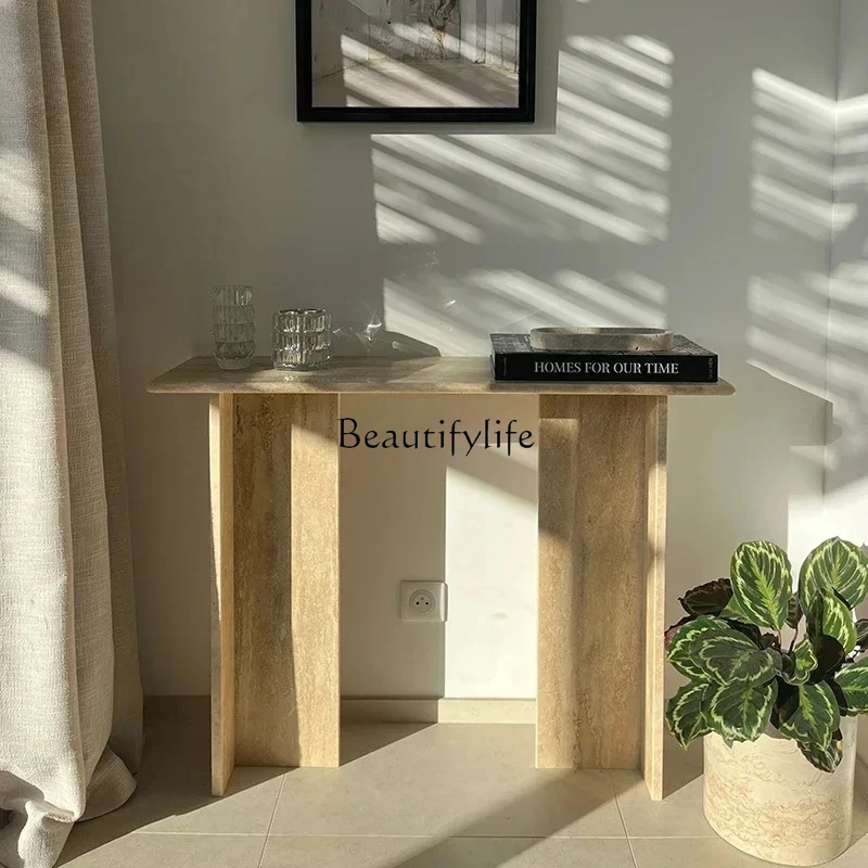 Italian minimalist natural marble entrance table designer high-end living room entrance table3286