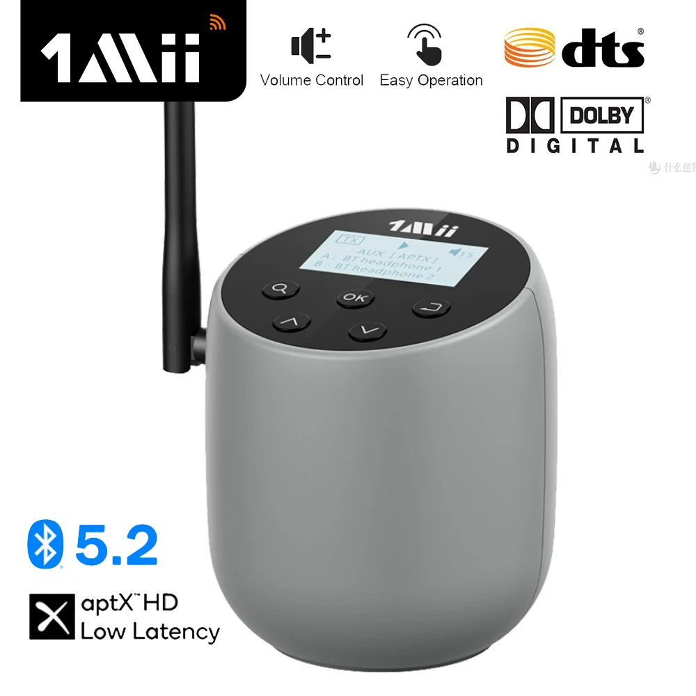 1Mii DS70 Bluetooth 5.2 Transmitter for TV to 2 Wireless Headphone/Speaker, aptX AD/HD/LL,Long Range, Compatible with 99% of TVs