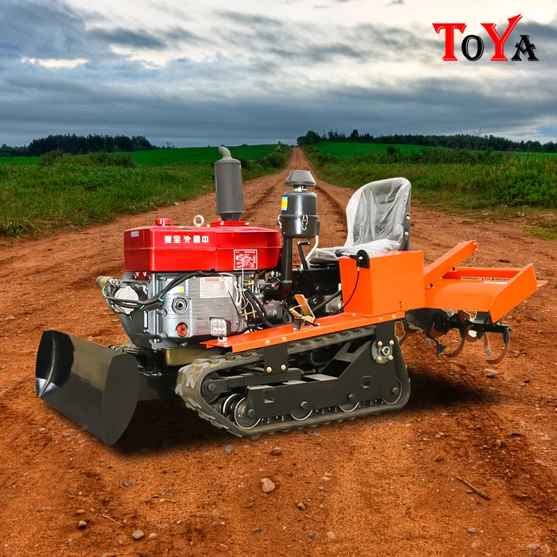 Agricultural Machinery 35HP Tiller Mini Crawler Tractor Ditching And Weeding Farm Cultivator Rotary. Customised