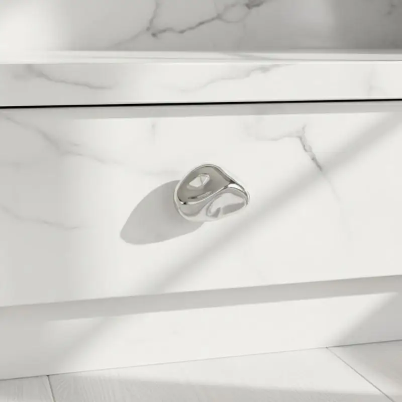 1Pcs Bright Silver Simple Handle Wardrobe Door Drawer Cabinet Single Hole Small Handle Chinese Furniture