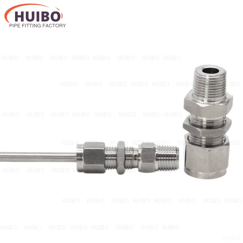 304 Stainless Steel Double Ferrule Compression Pipe Fitting Female or Male thread Bulkhead Straight Push Connector Adapter