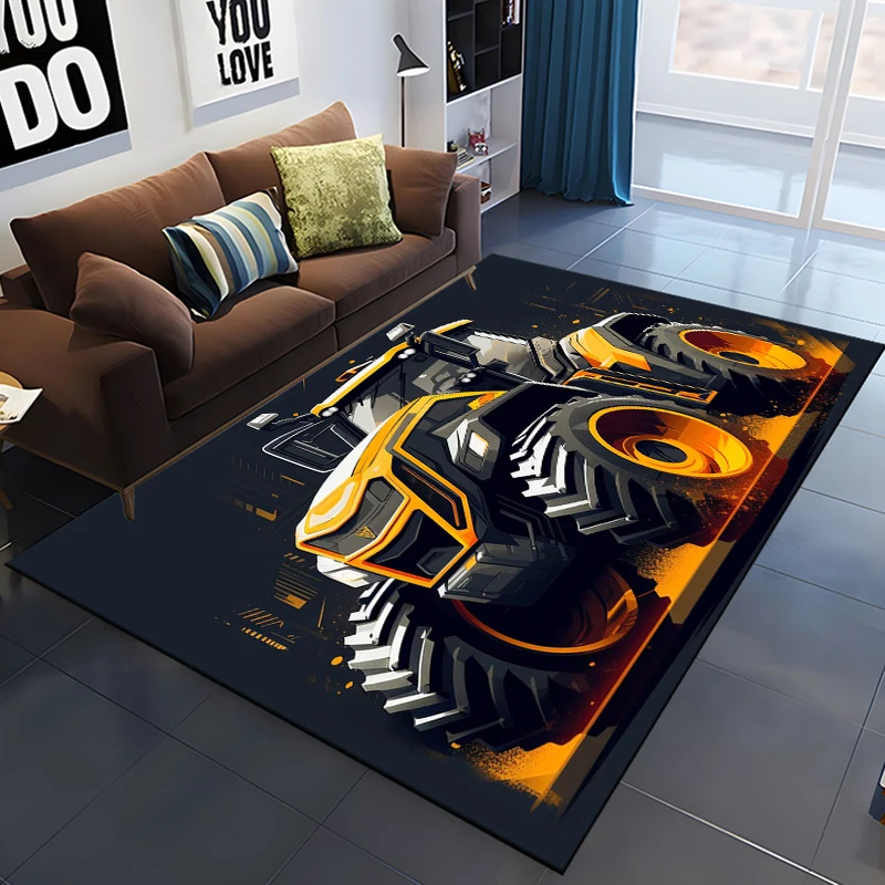 Car Tractor Series Pattern Truck Area Rug,Carpet Rug for Home Living Room Bedroom Sofa Doormat Decor,kids  bedroom decor