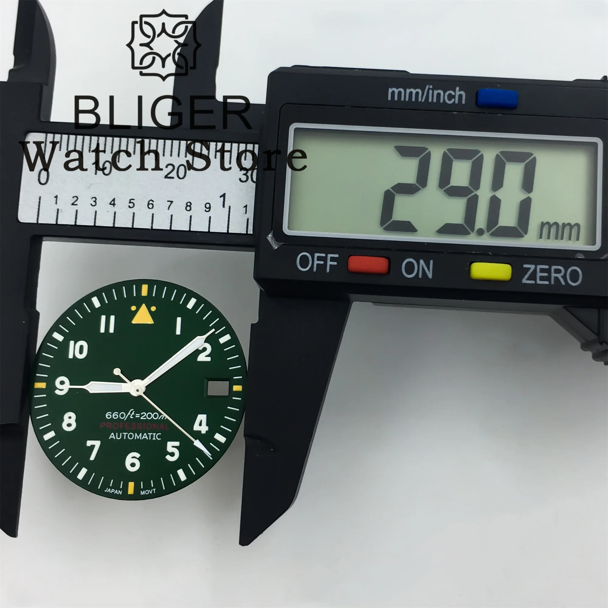29mm Watch Dial and Hand Sets C3 Green Luminous Fit NH34 NH35 NH36 Movement Fits Pilot Style Watch Watch Parts