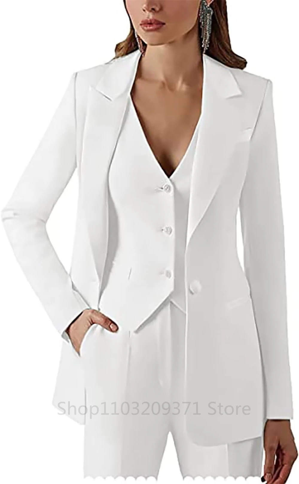 3 Pieces Plus Size Women Suit Set Lapel Blazer Business Jacket+Vest+Pants Office Lady Pantsuits Formal Party Prom Dress