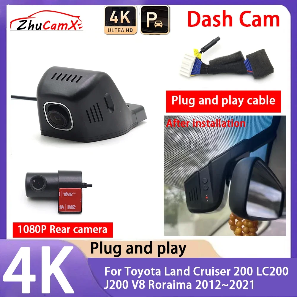 

ZhuCamX 4K 2160P Camera Plug and Play UHD Dash Cam Night Vision for Toyota Land Cruiser 200 LC200 J200 V8 Roraima 2012~2021