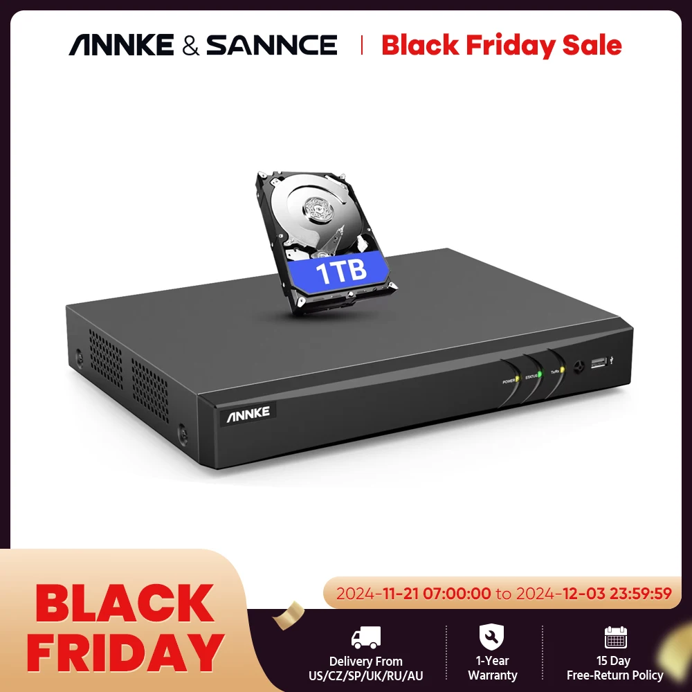 ANNKE H.265+ 4K DVR Ultra HD 5-in-1 8MP Surveillance DVR Output Video Recorder Remote Access Motion Detection Email Alert