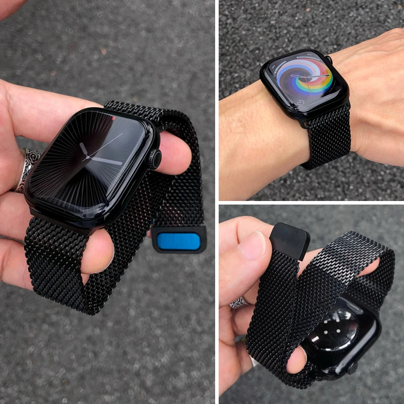 حزام ميلانو سميك لساعة أبل الترا 3 2 العصابات 49 مللي متر 44 مللي متر 45 مللي متر 46 مللي متر 40 مللي متر 41 مللي متر 42 مللي متر سوار iWatch سلسلة 11 10 9 8 7 6 SE3