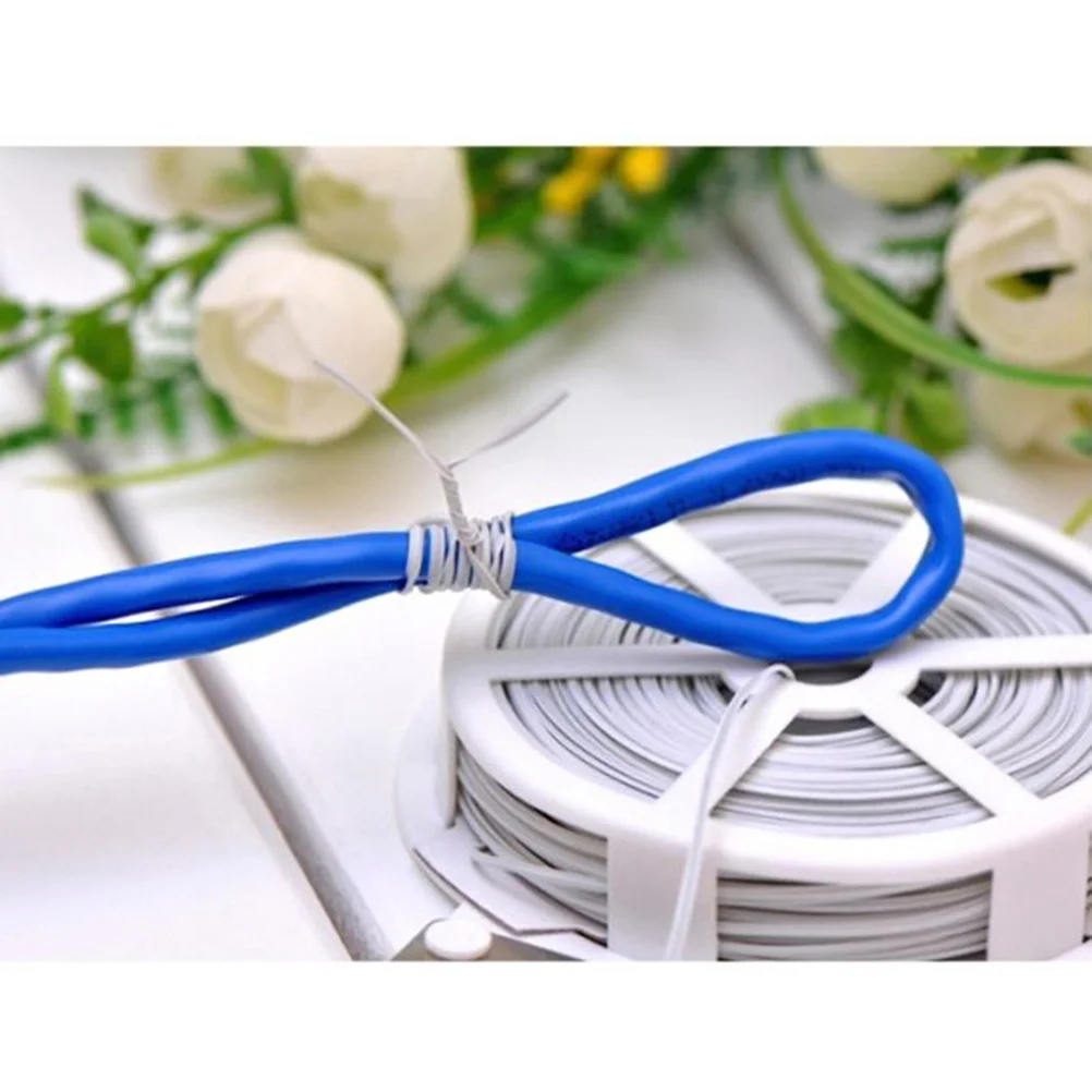 

3pcs Garden Zip Ties 30M White Plastic Coated Wire For Plant Support Trellis Stakes Reusable Garden Tie Bonsai Growing Cable