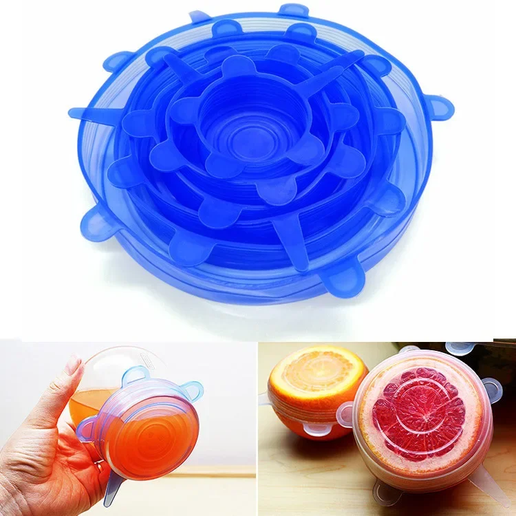 Silicone Cover Stretch Lids Reusable Airtight Food Wrap Covers Keeping Fresh Seal Bowl Stretch Wrap Cover Kitchen Cookware