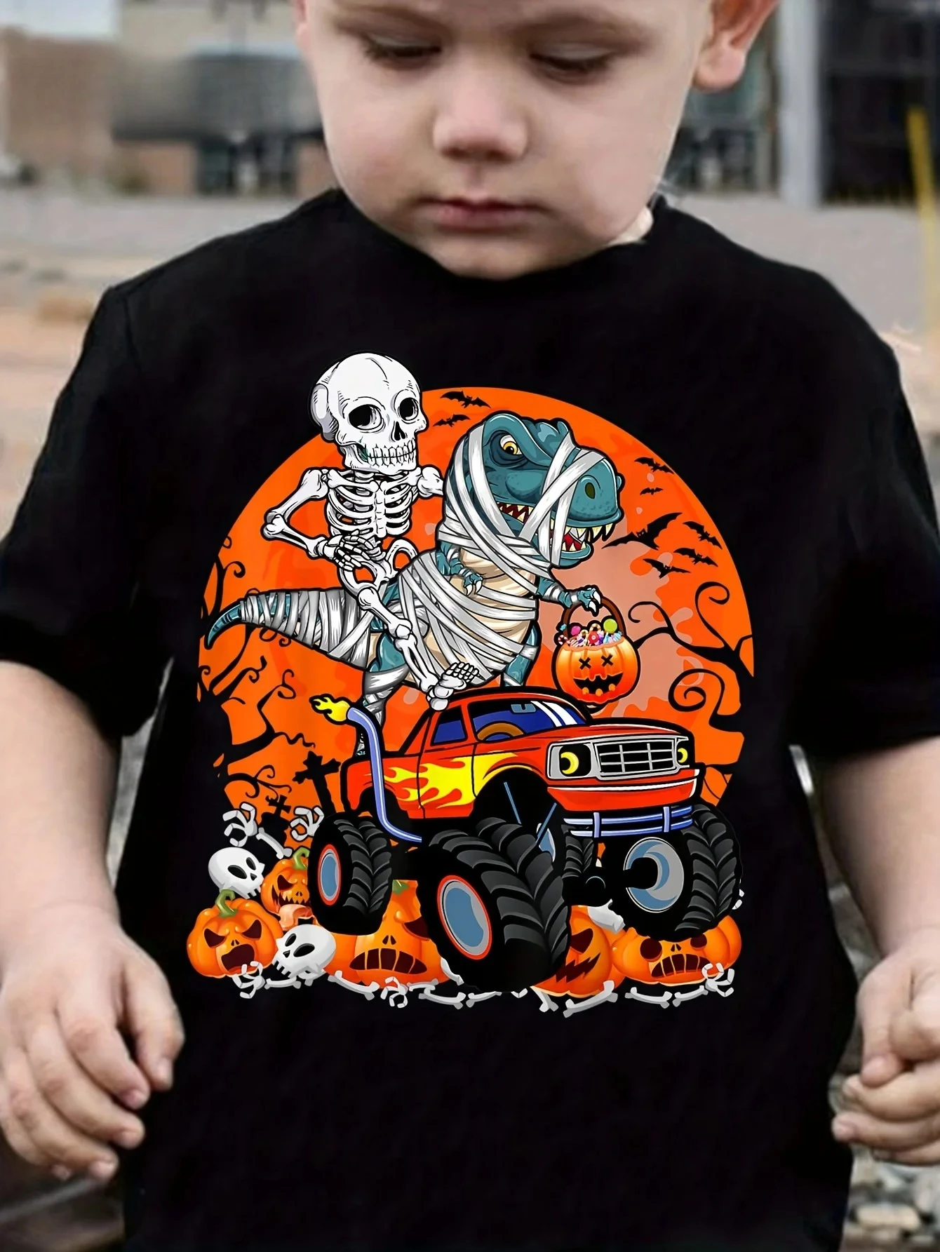 Klassisches Retro-Halloween-T-Shirt aus 100% Baumwolle für Kinder Aller Altersgruppen - Perfektes Halloween-Geschenk für Jungen und Mädchen im Sommer – Detail 5