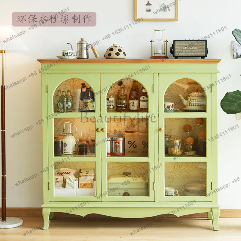 

yj32 American solid wood sideboard living room display overall display cabinet