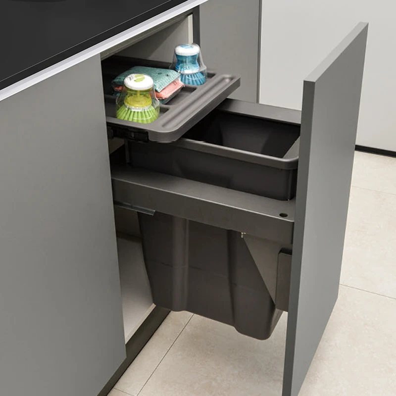 

Large Capacity Waste Bins Food Waste Trash Can Kitchen Recycle Dustbin Built-in Cleaning Litter Bins Garbage Disposal Tools