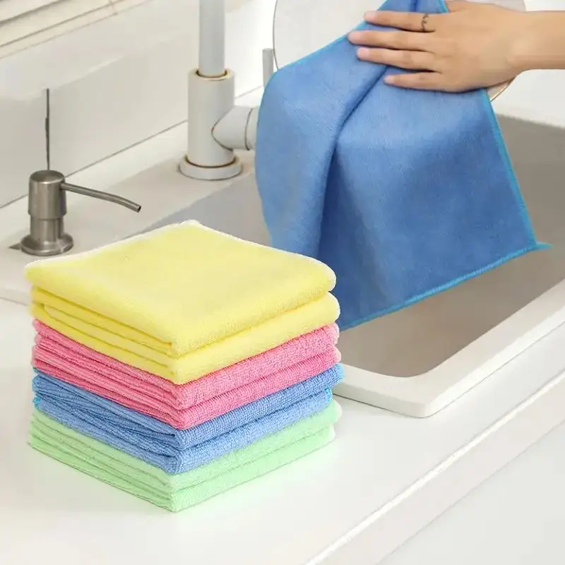 5/10/20pcs Multi-Purpose Ultra-Fine Microfiber Cloths - Stripe-Free Highly Absorbent - Perfect for Kitchen And Bathroom Surfaces