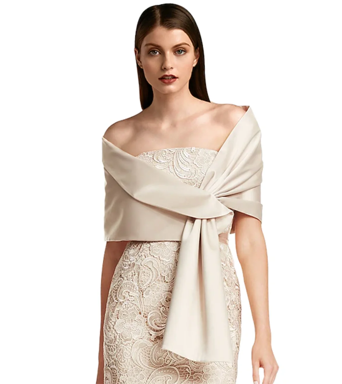 Women‘s Wrap Shrug Vintage Classy Elegant Sleeveless Satin Wraps With Pure Color For Formal Spring & Fall dress to impress 2024