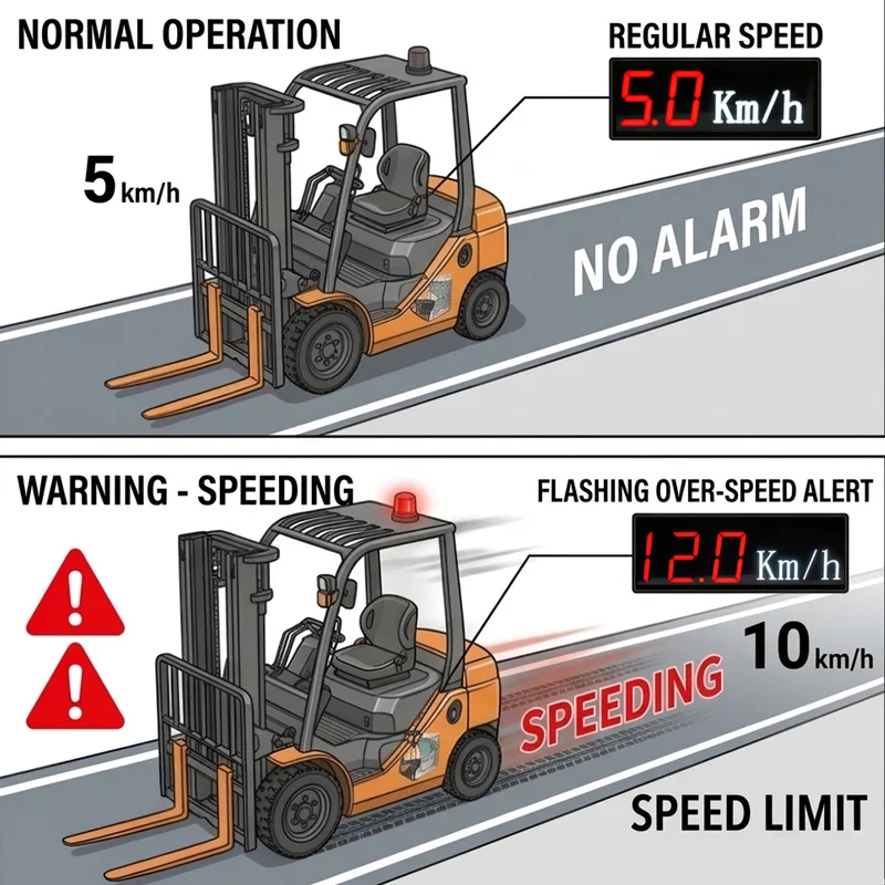 Forklift Overspeed Alarm & Speed Limiter Wireless Sensor IP65 Waterproof 105dB Sound for /Electric/Battery Forklifts