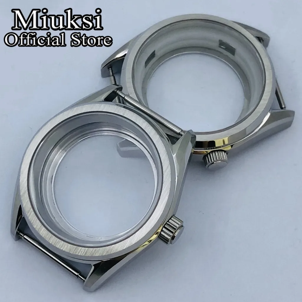 

Miuksi 38mm/40mm silver sterile watch case sapphire glass fit NH35 NH36 NH34 NH38 NH70 NH72 ETA2824 PT5000 movement