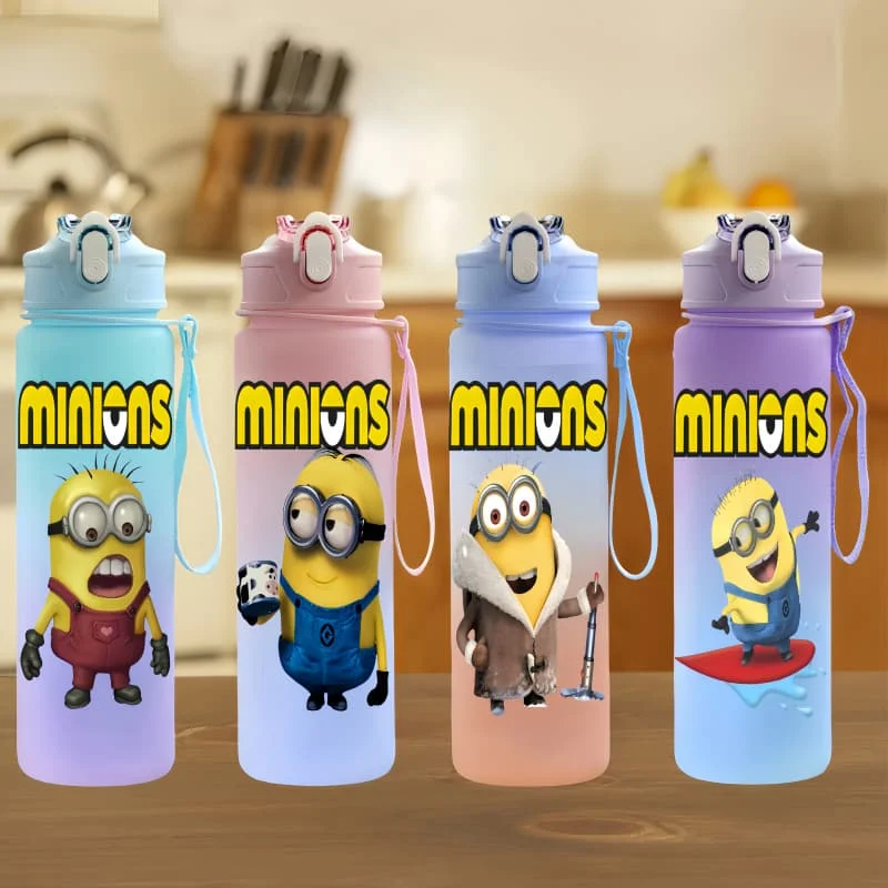 

Minions Anime Character Water Cup Large Capacity Outdoor Sports Portable Rope Drinking Bottle Children's Gift Kettle