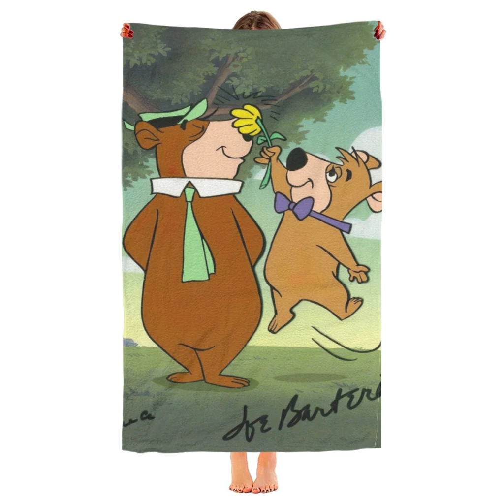 Microfiber Beach Towel Cute Yogi Bear Print Quick Dry Sandless Beach Blanket Soft Comfortable for Men Women Camping Pool Towel