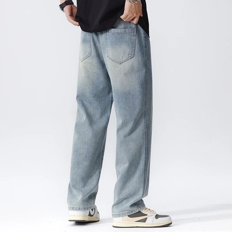 

Straight leg jeans men's spring and summer high street fashion loose wide leg American trend versatile pants jeans