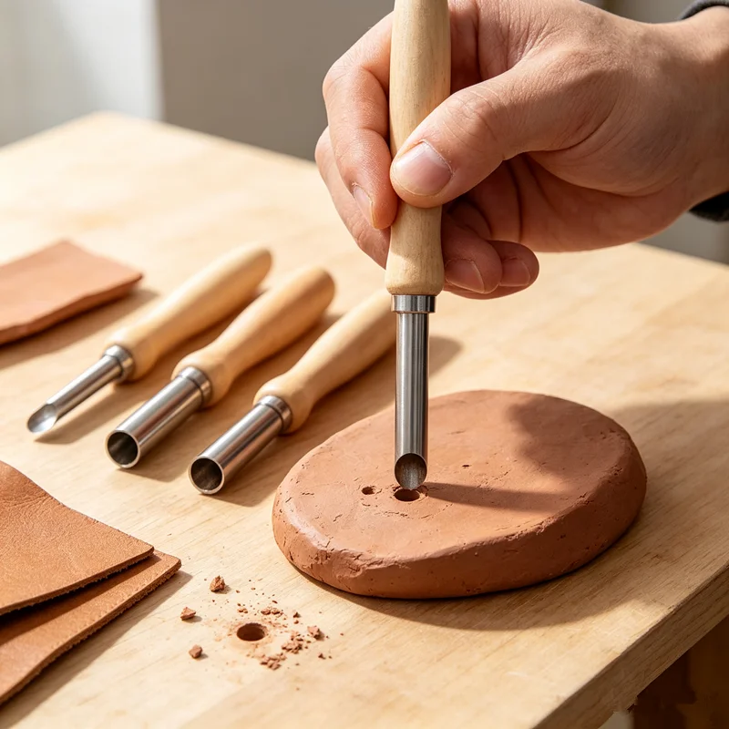 Woodworking Veneer Cutter - 4 Pcs Wooden Handle Pottery Hole