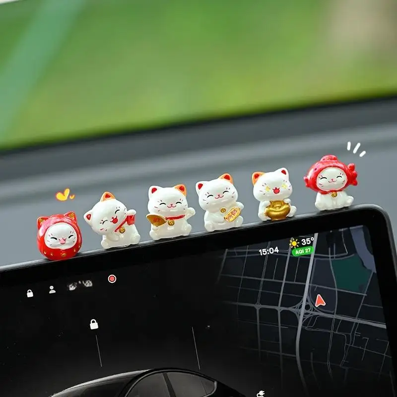 6 figurines de chat porte-bonheur Maneki Neko, nouveaux modèles d'animaux de dessin animé chinois pour la maison, le bureau, la voiture, décoration porte-bonheur et prospérité