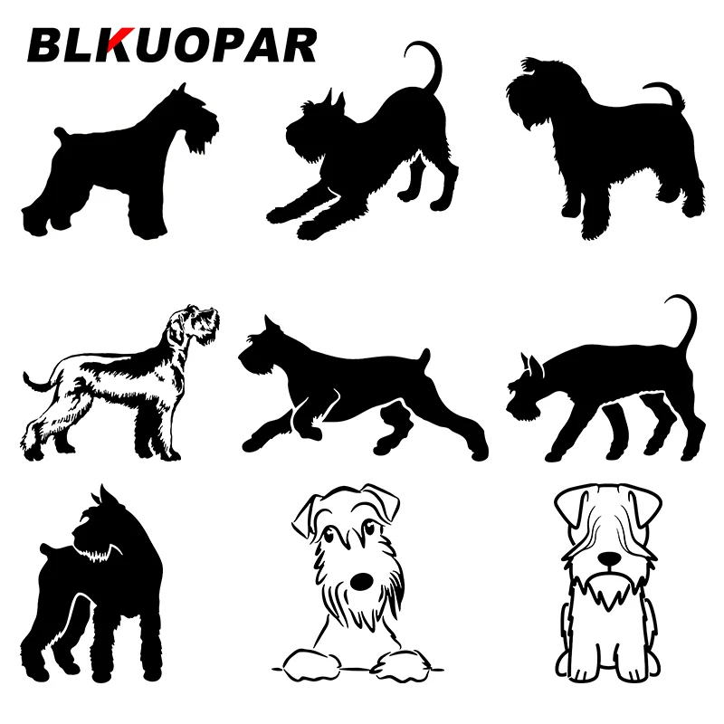 BLKUOPAR Schnauzer Dog Animal Silhouette Car Stickers Creative Decal Graphics Die Cut Bumper Windows Trunk Laptop Car Styling