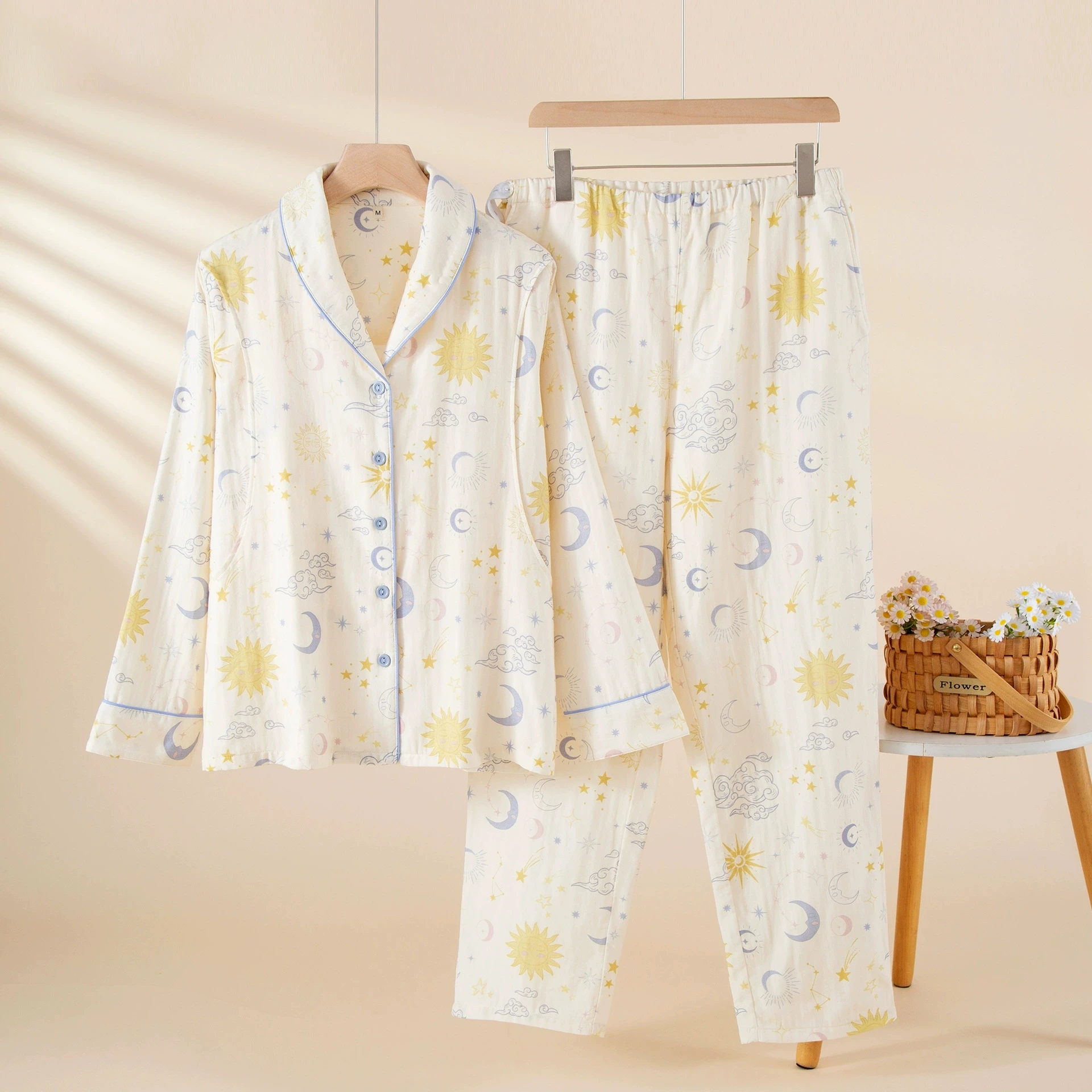 بيجامة رضاعة قطنية 100% للنساء الحوامل ملابس خريفية بأكمام طويلة للأمهات للمستشفى والرضاعة الطبيعية #6