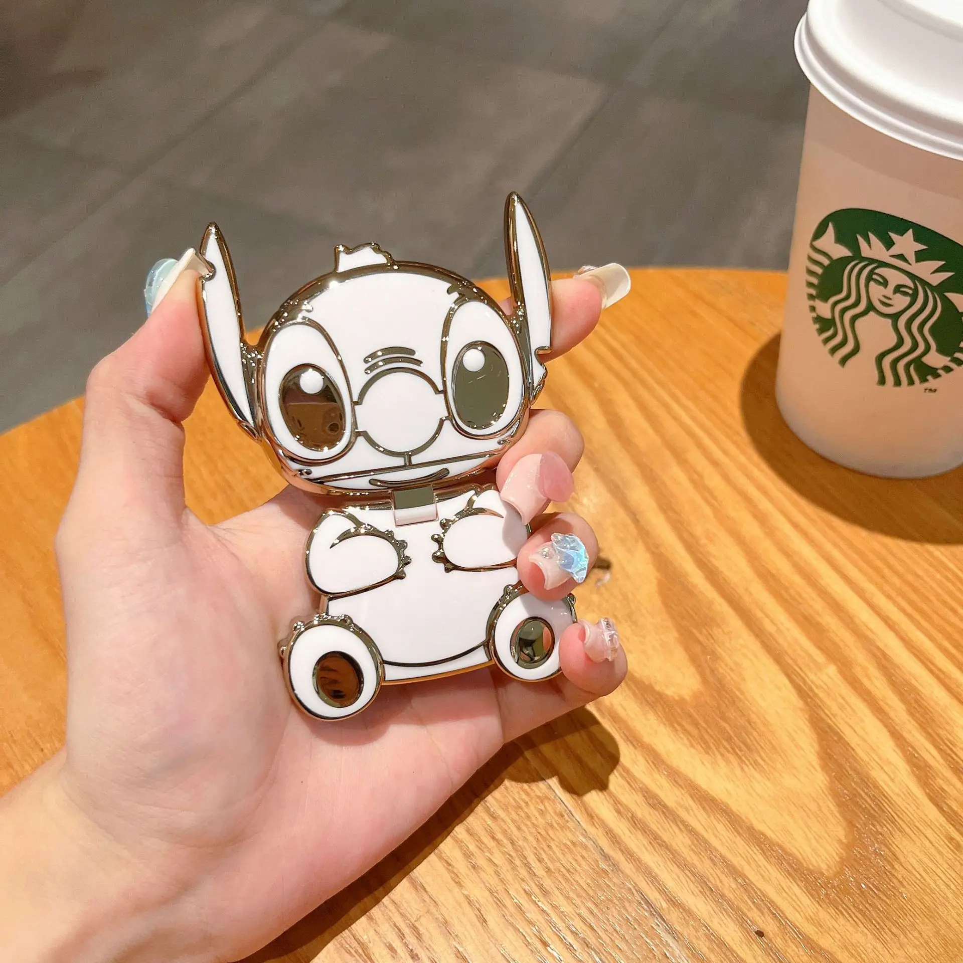 Stitch Mobile Phone Stand Cartoon Doll Makeup Mirror Girl Desktop Drama Trend Practical Horizontal and Vertical Portable Stand image 5
