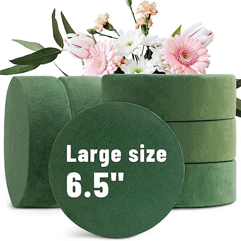 

YHYS 6 Packs Round Floral Foam Blocks,6.5In Dry Floral Foam for Artificial Flower for Wedding Aisle Flowers Party Decoration