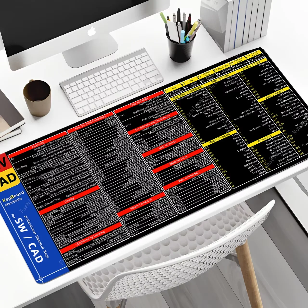 SW CAD لوحة المفاتيح مفاتيح الاختصارات الواضحة لوحة الماوس الغش ورقة لوحة المفاتيح لوحة الماوس البرمجيات الألعاب مكتب حصيرة المطاط حامي المكتب #2