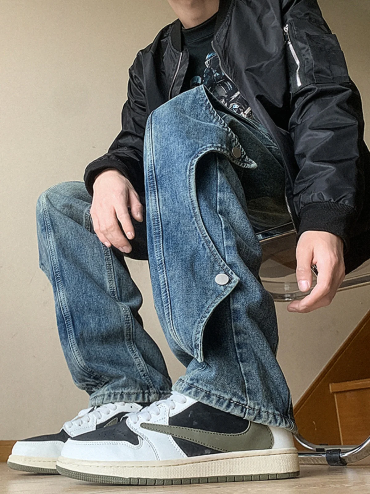 

Мужские джинсы Cleanfit в американском ретро-стиле, свободные, широкие, прямые, повседневные, длинные брюки, осенняя новинка, молодежная мода