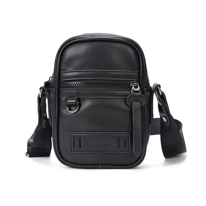 Fashion Business Shoulder Bag for Men PU Leather Messenger Bag Wide Strap Crossbody Bags Square Plaid Designer Male Sling Bags