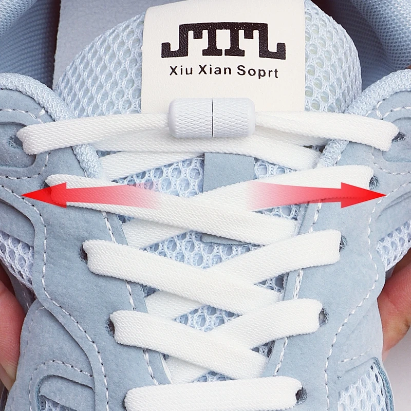 New 8mm Width Elastic Laces for Sneakers Flats No-Tie Shoelace Quick-On/Off Accessory for Children & Adults 1 Pair