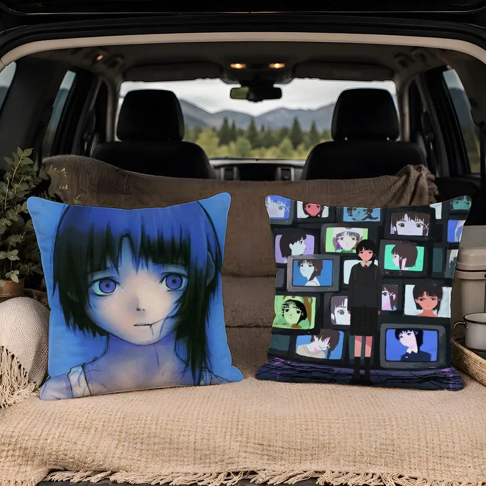 S-Serial Experiments lain anime  Soft Plush  Double Print and Invisible Zipper for Sofa Home Car Use Cushion Cover