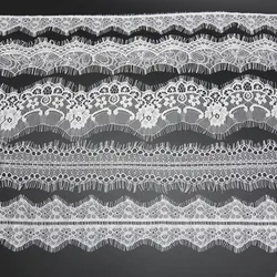 (3 Meter/Roll) Wit Wimper Kant Stof Naaien Kledingstuk Lint Trouwjurk Gordijn Materiaal Handmatige Diy Kant