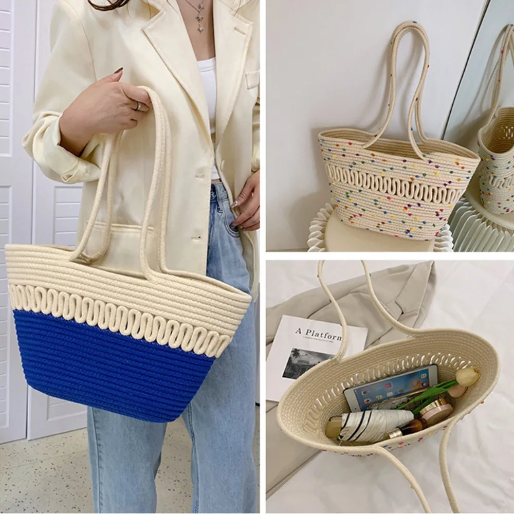 

2023 New Year Summer Beach Bag for Women Large Size Knitting Totebag Girls Summer Vocation Straw Bag Shoulder Shopper Bolsa