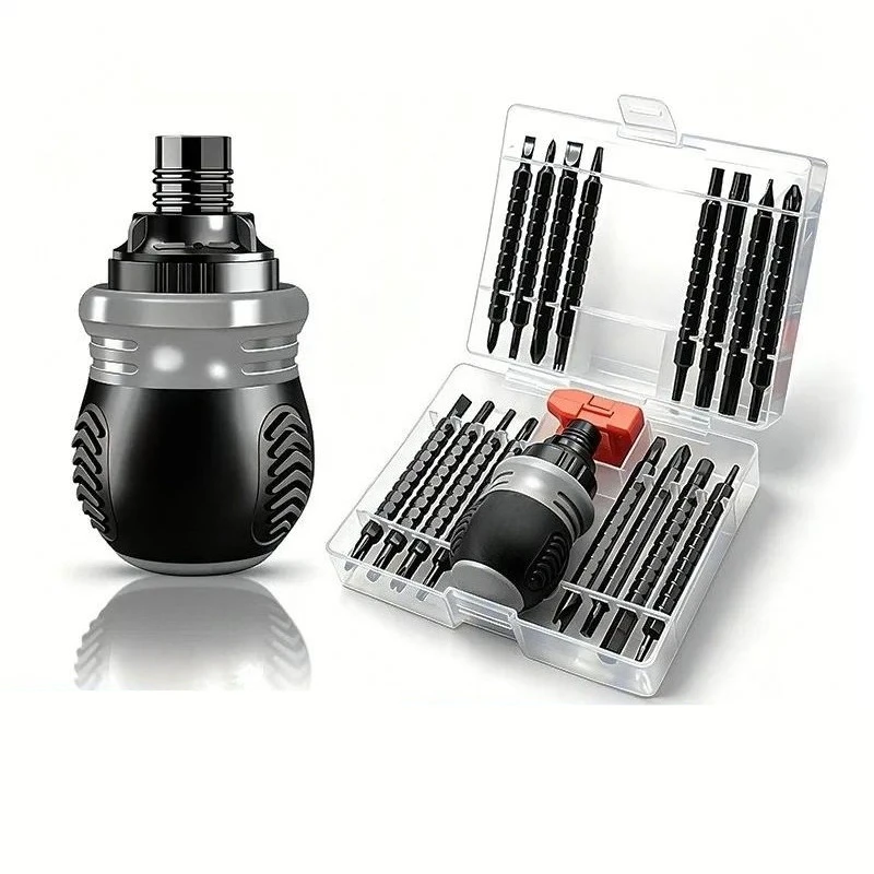 for 34-In-1 Ratchet Screwdriver Set with Storage Box Labor-Saving Multi-Functional Household Maintenance Two-Way Steel Bit