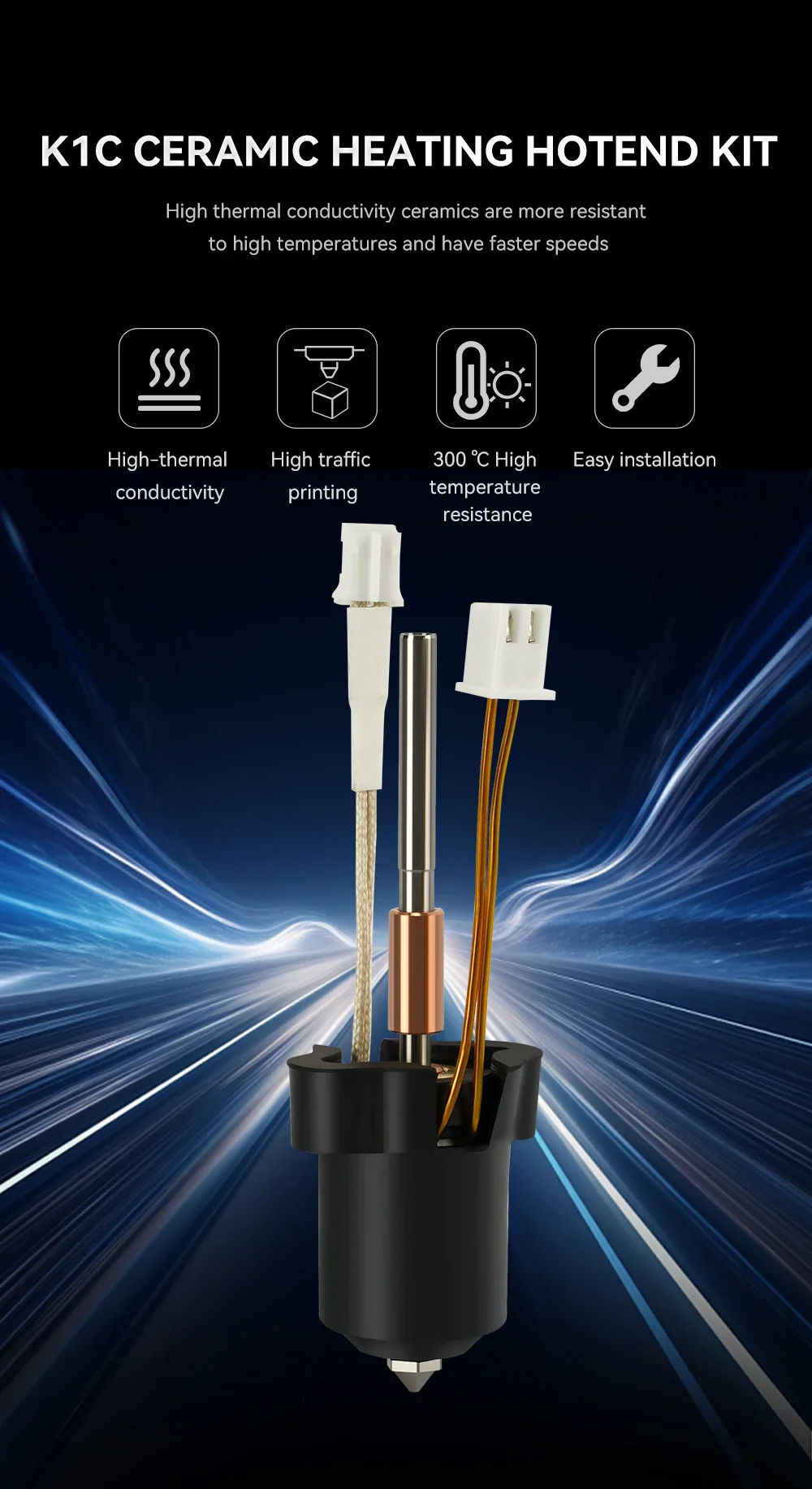 Für Creality K1c Düse K1 Max Gehärtete Stahldüse Schnellwechsel All-in-One High-Flow Bimetall Heatbreak für Ender 3 V3 3D-Drucker – Detail 2