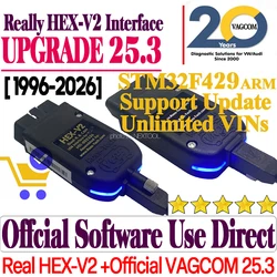 2026 VAG COM V25.3 Unlimited VINs VCDS TOOLS For Auto VAG HEX V2 OBD2 Scanner AUTOCOM Online USB Interface VW AUDI Skoda Seat V2