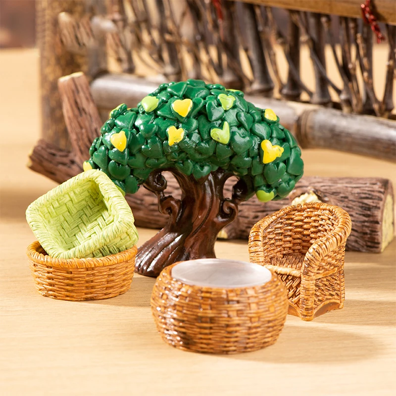 1/12 Dollhouse Simulation Bamboo Basket Chair Dustpan Dollhouse Miniature Furniture Decoration Dolls House Accessories